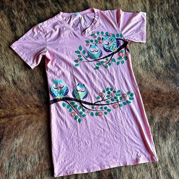 WWF Pink Owl Sleep/Night Shirt - Picture 1 of 4